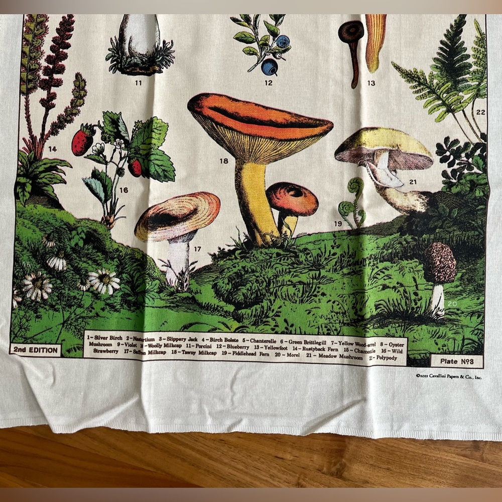 🎈2/$30 - NWOT “FORAGING Plants and Mushrooms” 100% Cotton Tea Towel - Picture 3 of 7